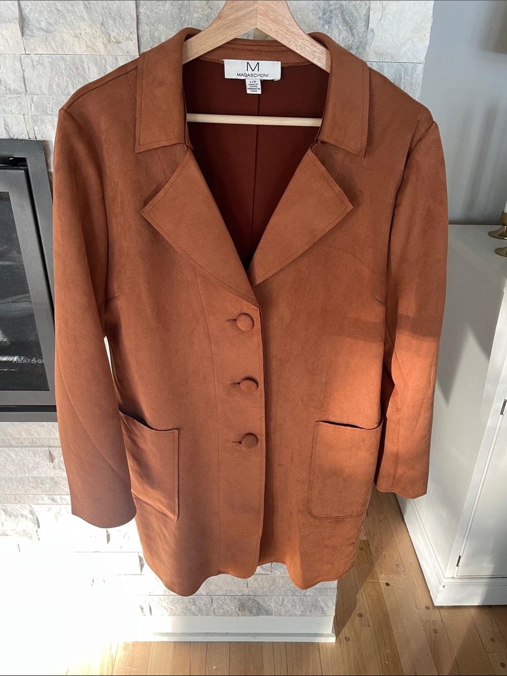 Madison Marcus Women's Rust Brown Suede-Style Button Blazer